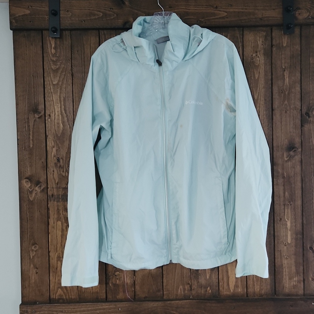 Columbia Womens Light Blue Windbreaker/rain Jacket
